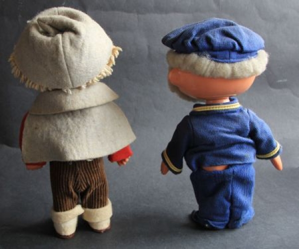 Blund Sandmännchen Puppen Ost und West Deutschland 1970 zwei Figuren (4650)